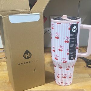 HydroJug Cherry Patterned Bottle with Pink Handle